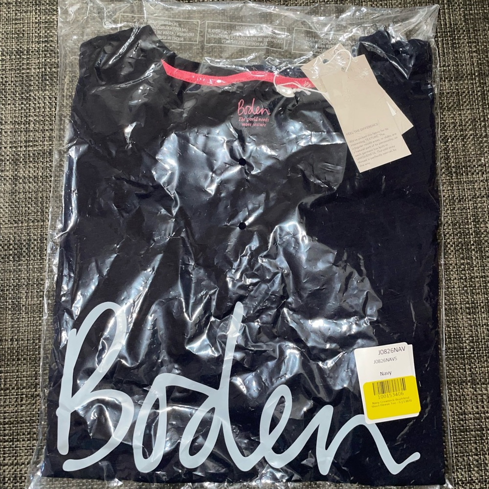 Boden Navy Crewneck Boyfriend Short-Sleeve Tee